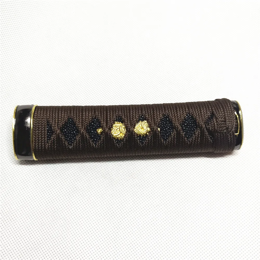 15 cm hnedá hodvábna šnúra Čierna Napodobňované Rayskin Cuka Wakizashi Rukoväť Príslušenstvo Pre Japonský Meč Katana Príslušenstvo