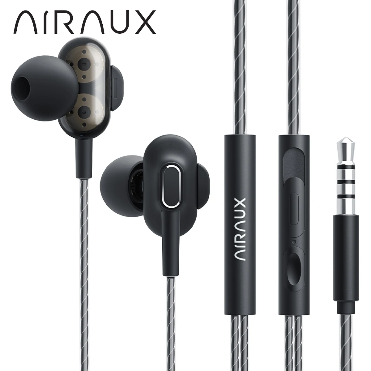 AIRAUX AA-HE4 3,5 mm Slúchadlá In-ear Káblové Slúchadlá Dvojité 8mm Dynamické Ovládač HiFi Stereo Herné Slúchadlá Stretnutie Headset Mikrofón