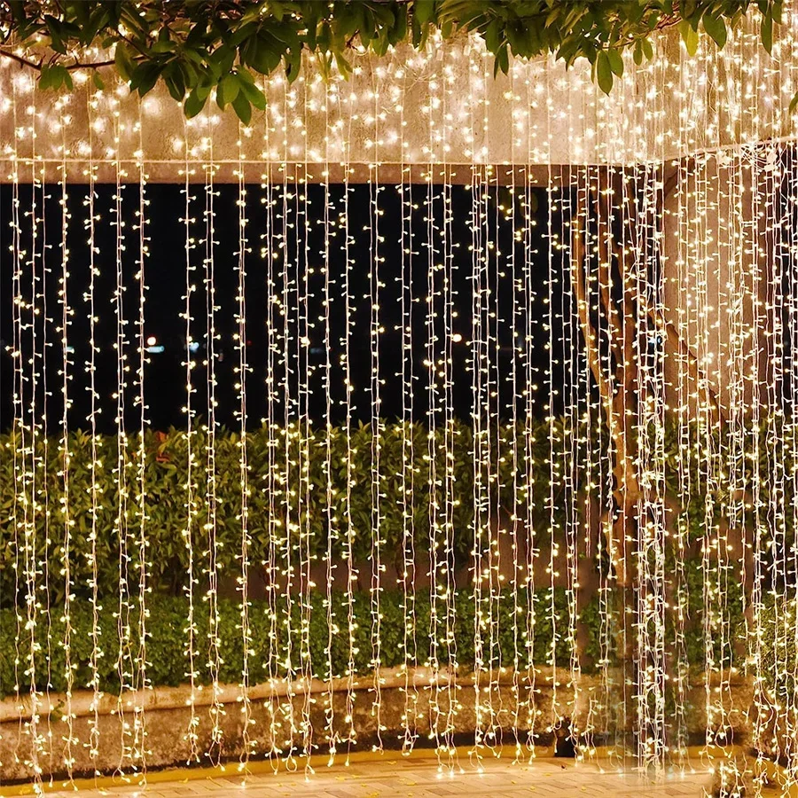 3X3/6x3M Vianočné Girlandy LED Záves Cencúľ Osvetlenie S Diaľkovým Vonkajšie Víla Opony Svetlo Pre Svadobné Domov Garden Party Decor