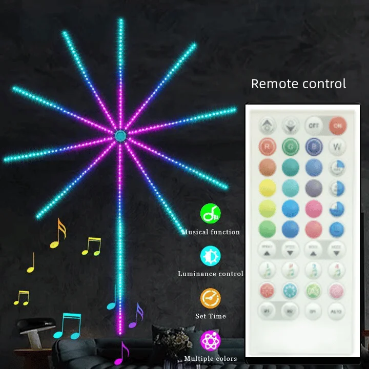 Ohňostroj Svetla Strip Hudba Znie Sync Svetlo Aplikácie Ovládanie RGB Farby Smart Ohňostroj Svetlá LED Pás Svetla pre Izba Domov