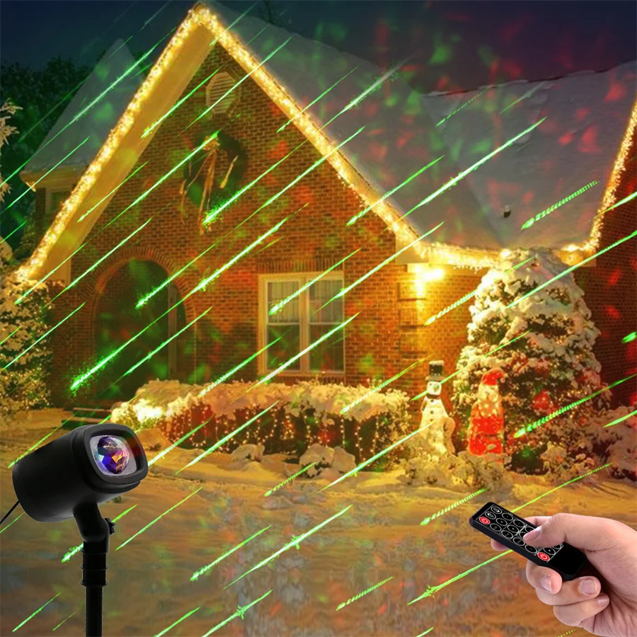 2 V 1 Vianočné Laserový Projektor Svetlo Vonkajšie Vody Vlna Laserové Svetlo meteorický dážď Dážď LED Laserové Pozornosti s Diaľkovým
