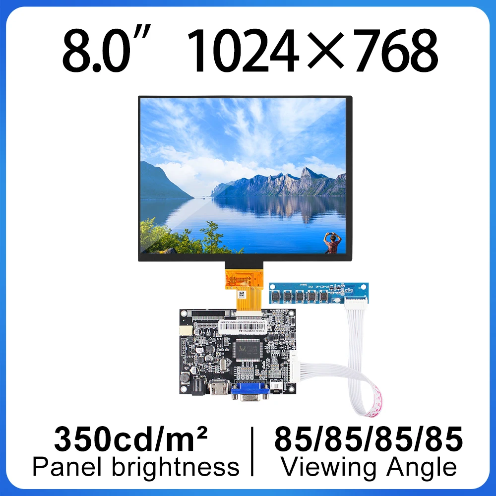 8 palcový lcd displej HJ080IA-01E 1024*768 hd IPS LCD Displej + HDMI/VGA/AV Ovládanie Ovládač Rada